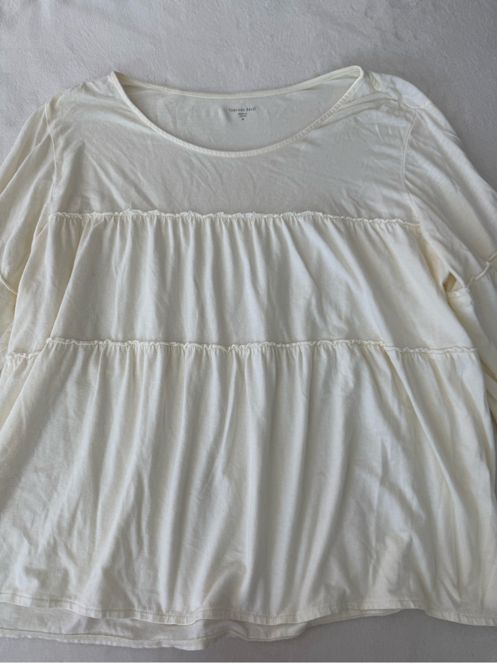 Garnet Hill Ivory Tiered Knit Top Size Medium D84